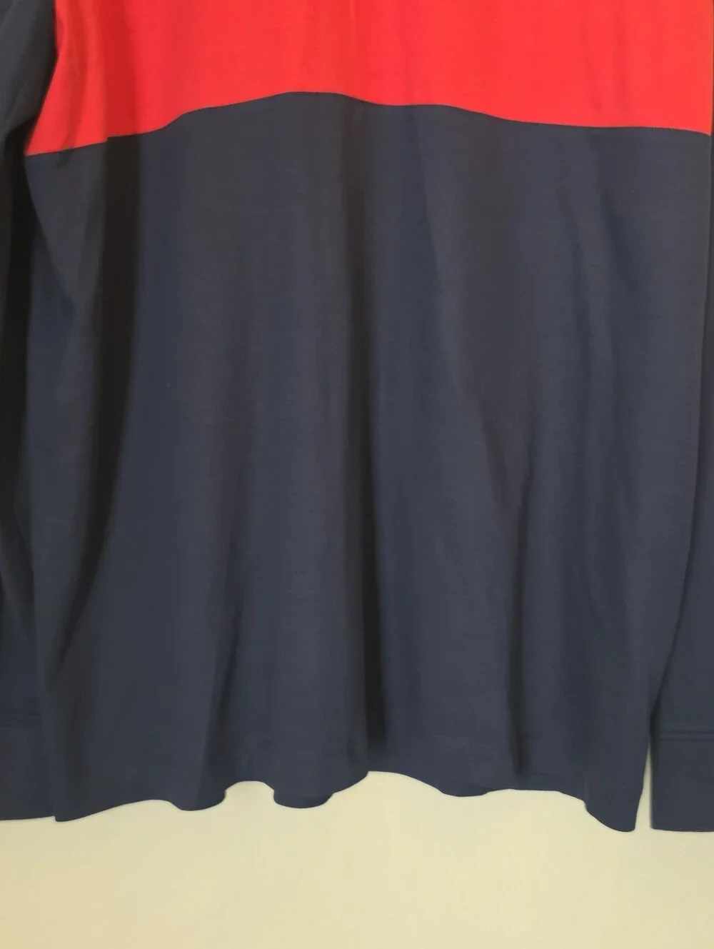 Banana Republic Luxury Touch 1/4 Zip‎ Mens XL Navy Blue Red Colorblock Nautical